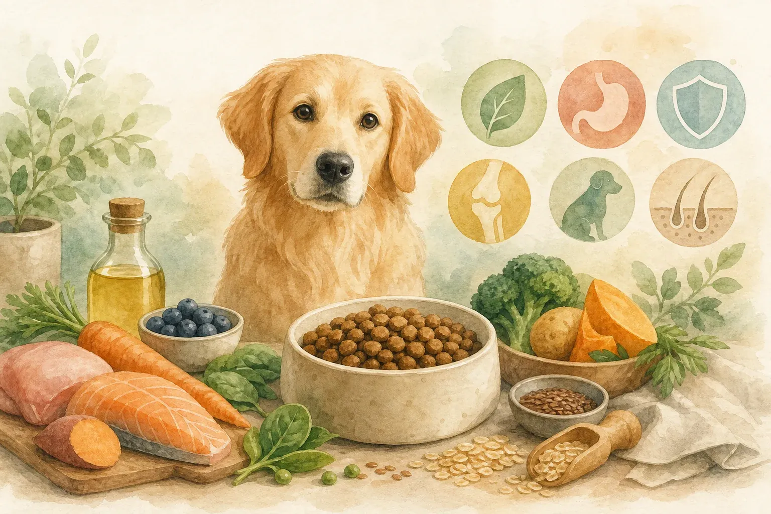 Verschiedene Hundefutter-Sorten nebeneinander – Nass, Trocken und BARF im Vergleich