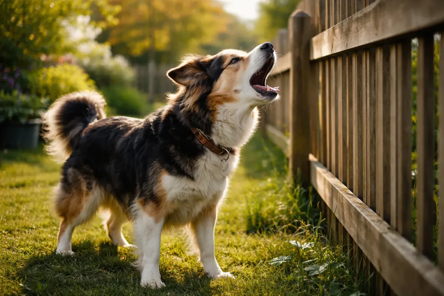 Hund bellt am Gartenzaun – territoriales Verhalten