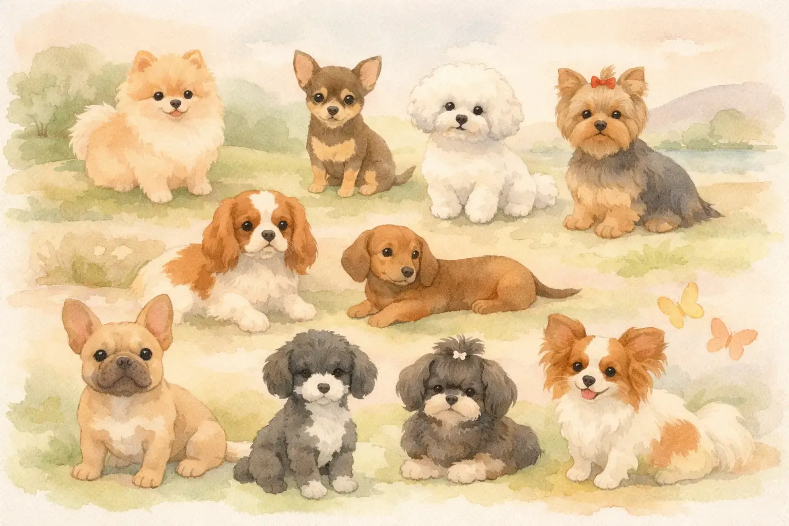 Kleine Hunderassen im Überblick -- verschiedene beliebte Rassen nebeneinander