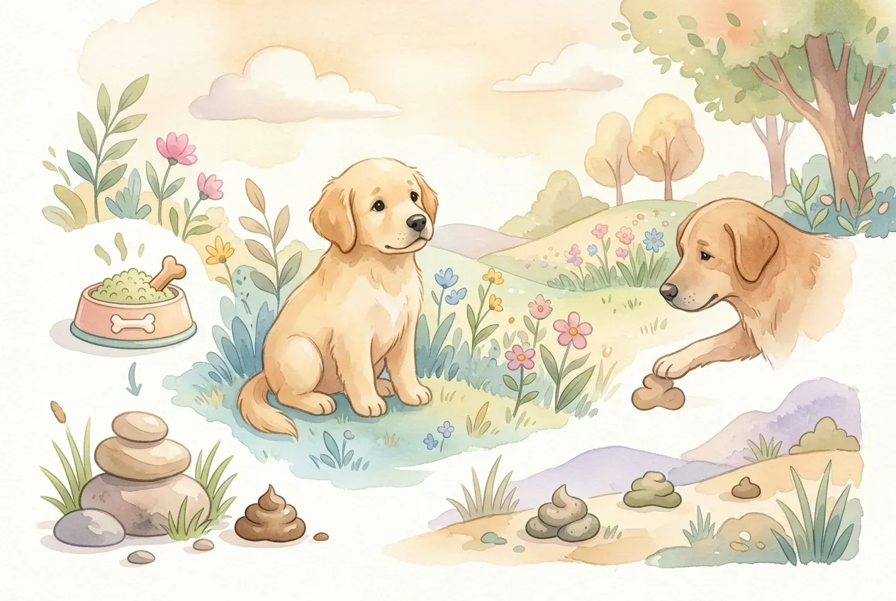 Hund schnüffelt draußen am Boden - Kotfressen bei Hunden verstehen